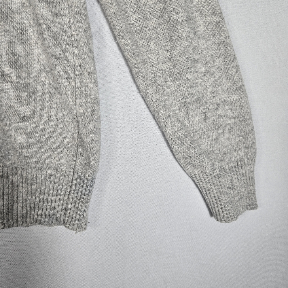 Luella Cashmere Blend Gray Crewneck Sweater Medium / Large Stripe Red Pink Trim - Picture 8 of 16